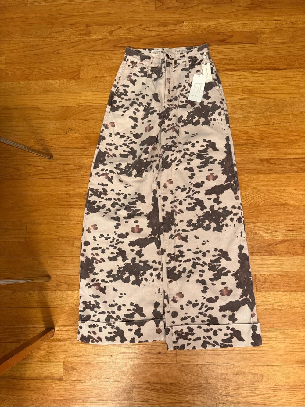 Pilcro High-Rise Leopard Print Jeans in Brown and Cream